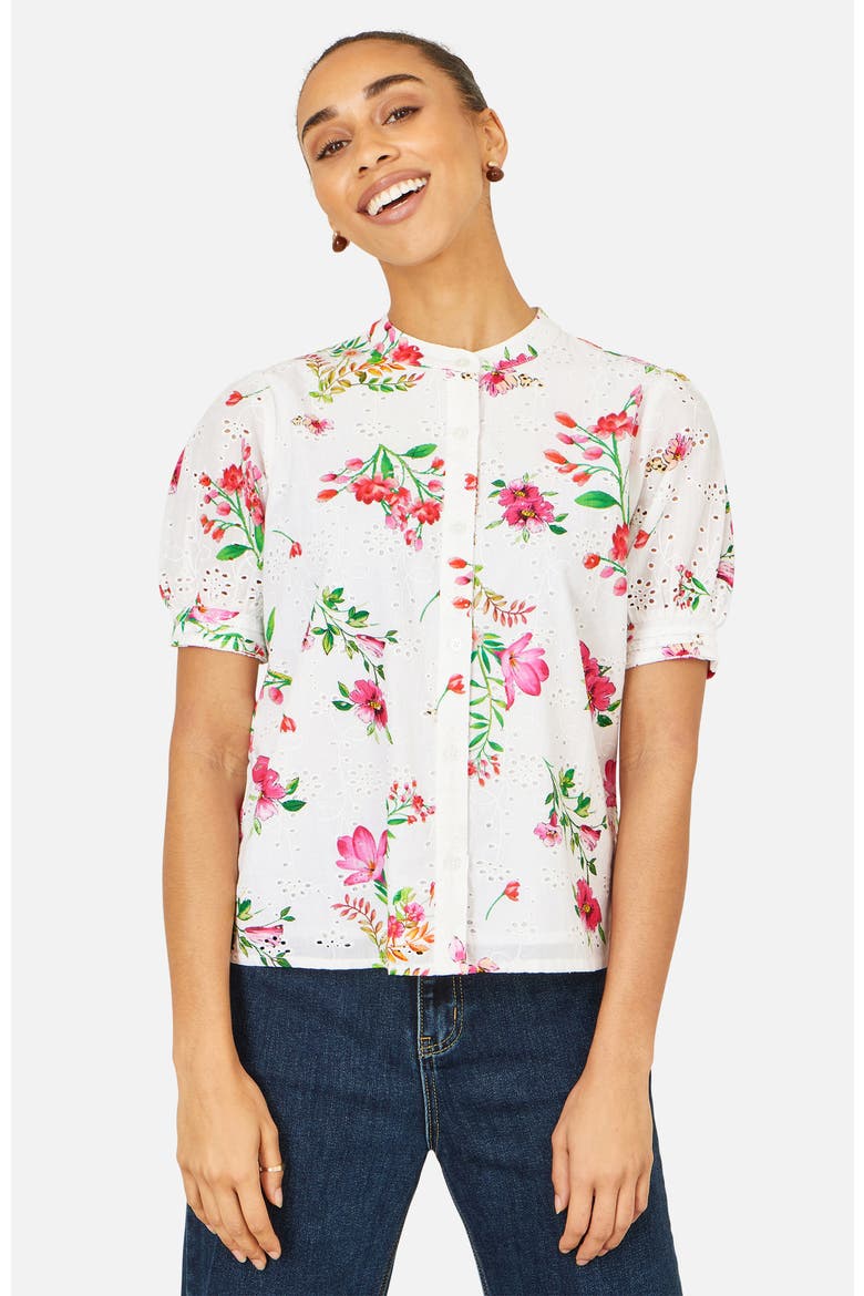 Cotton Broderie Anglaise Floral Shirt, Main, color, White