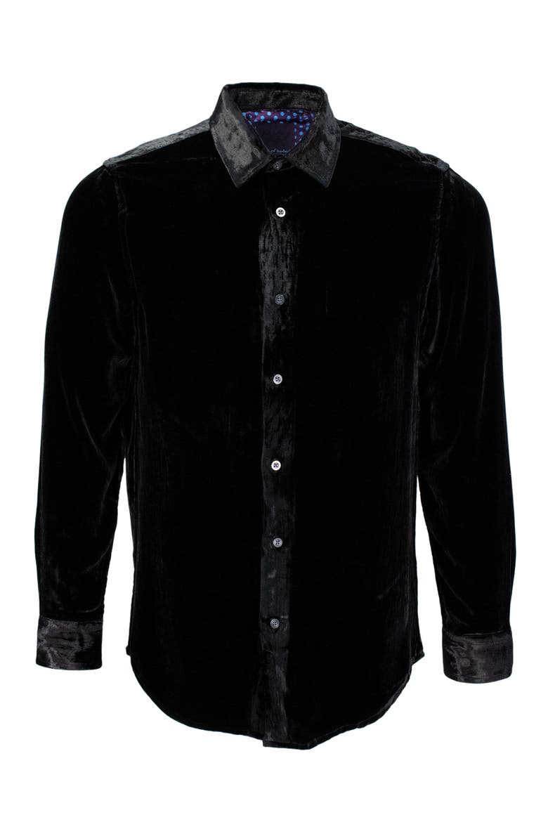 Ned Button-Up Velvet Shirt, Alternate, color, Black