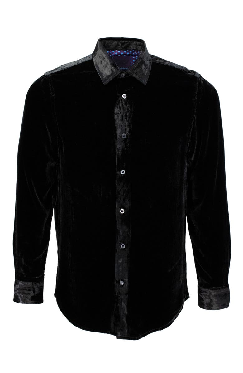 Lords of Harlech Ned Button-Up Velvet Shirt, Alternate, color, Black
