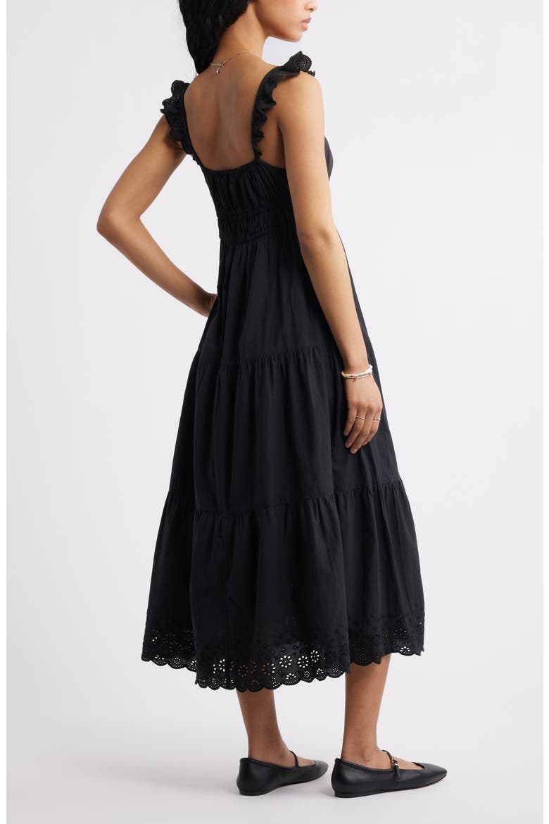 Smocked Cotton Sundress, Alternate, color, BLACK