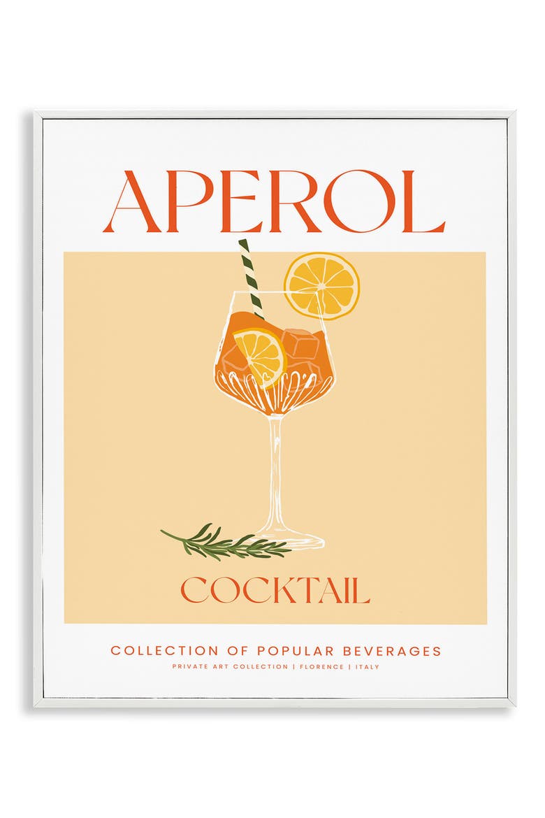 Aperol Cocktail Framed Art Print, Main, color, YELLOW