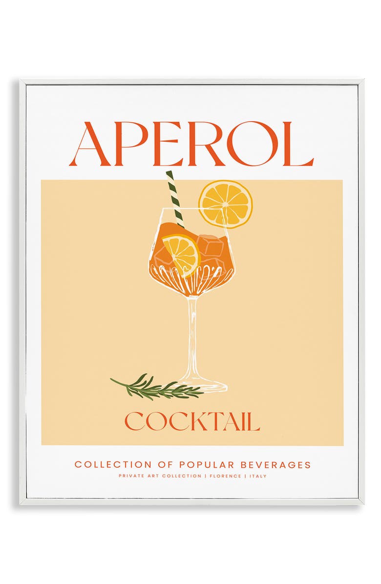 Stupell Industries Aperol Cocktail Framed Art Print, Main, color, Yellow