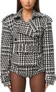 Naked Wardrobe Houndstooth Short Trench Coat
