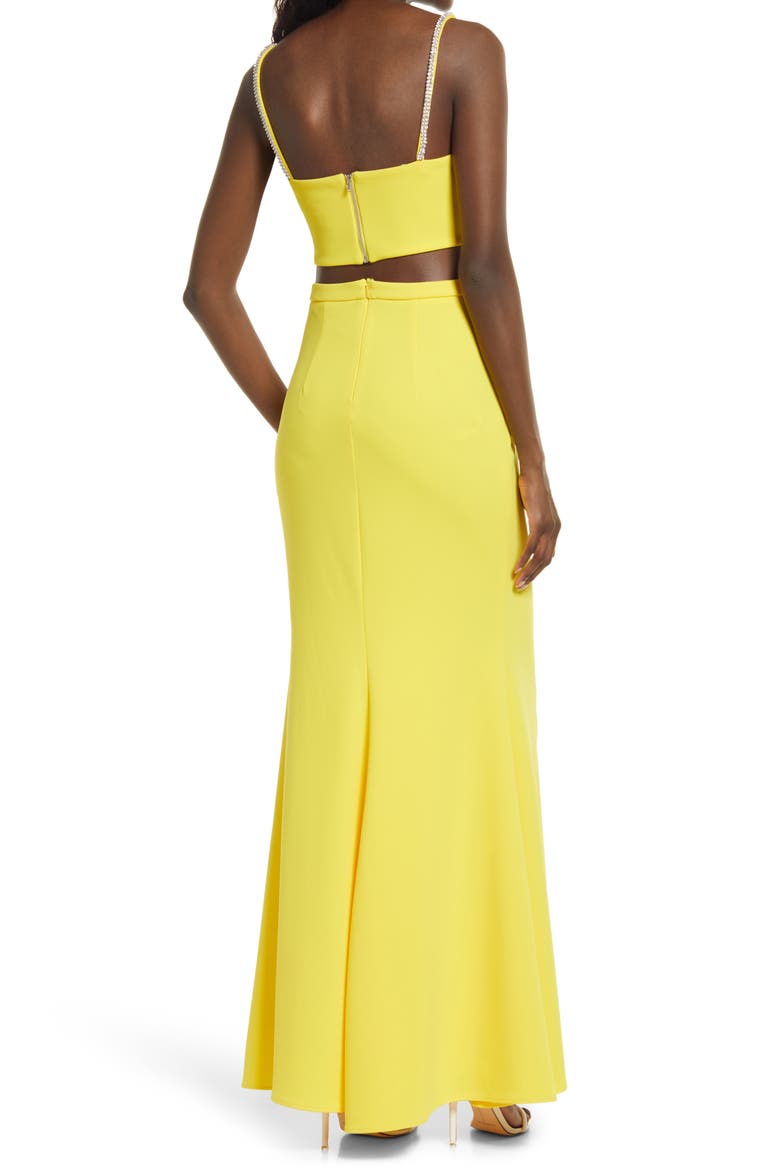 Xscape Crop Top & Skirt Set, Alternate, color, YELLOW