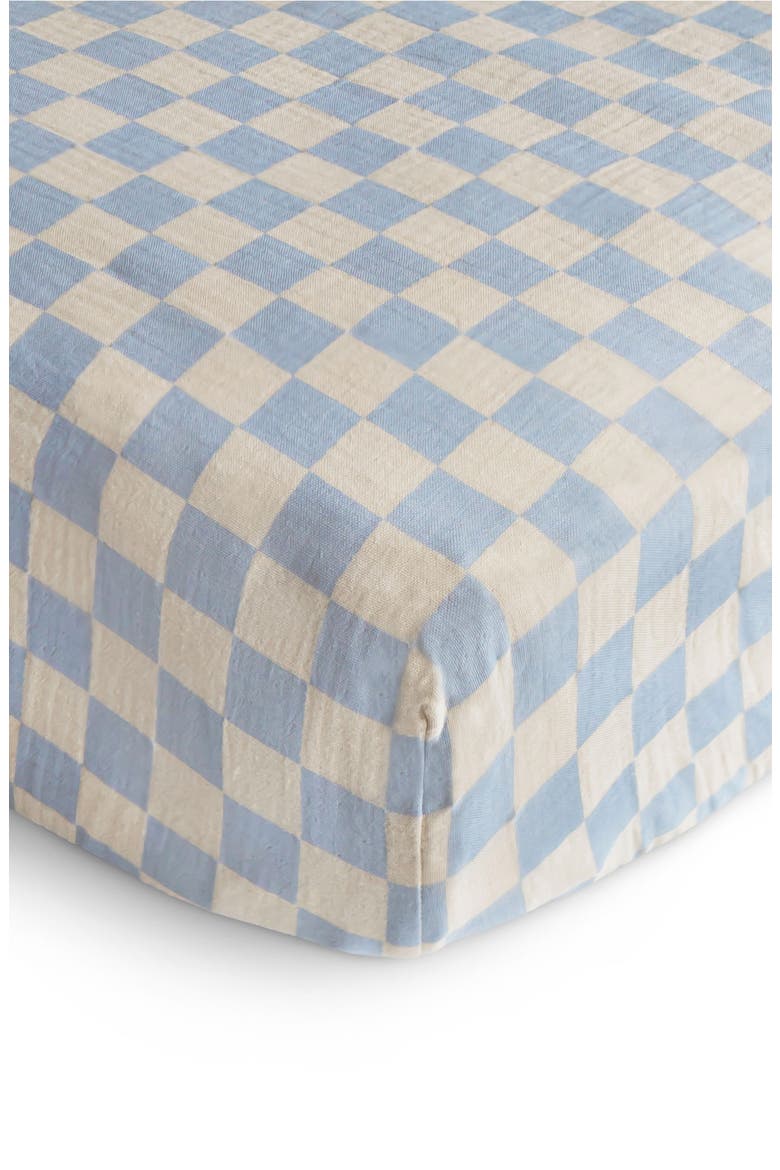Extrasoft Cotton Muslin Crib Sheet, Alternate, color, BLUE CHECK