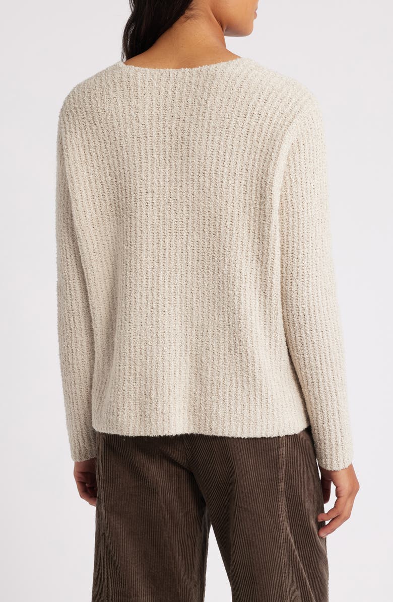 Eileen Fisher V-Neck Organic Cotton & Cashmere Blend Sweater, Alternate, color, Chalk