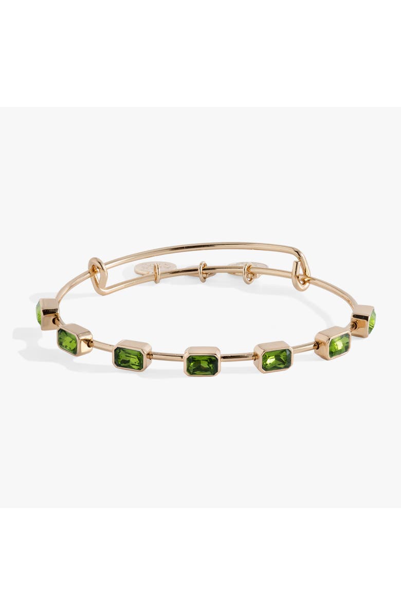Alex and Ani August Birthstone Emerald Cut Bangle, Main, color, Gold