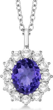 ALLUREZ Oval Tanzanite & Diamond Lady Di Pendant 14k