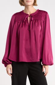 Joie Pintuck Yoke Long Sleeve Top