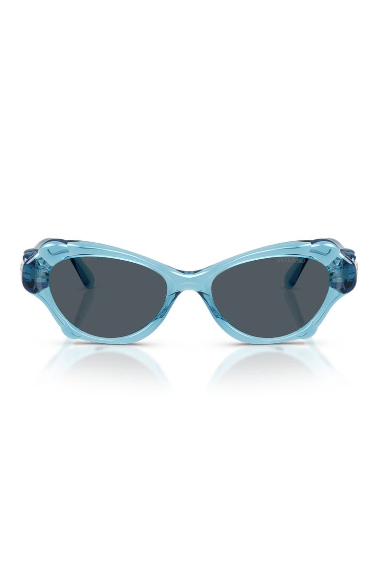 52mm Cat Eye Sunglasses, Main, color, TRANSAPRENT LIGHT BLUE / GREY