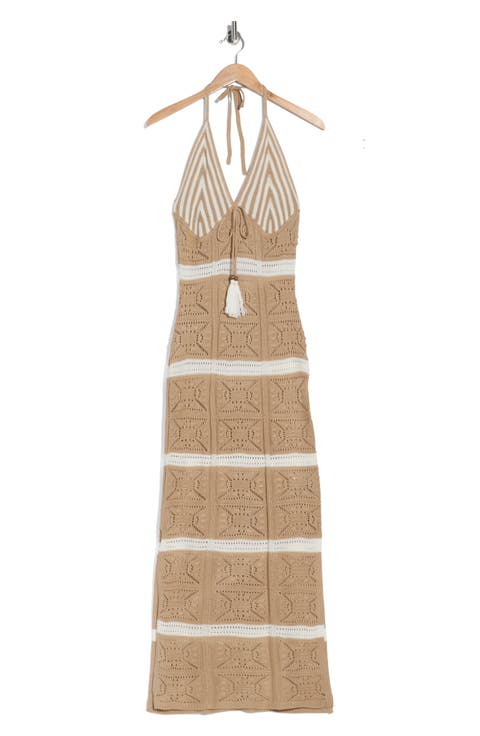 Tie Halter Neck Maxi Dress