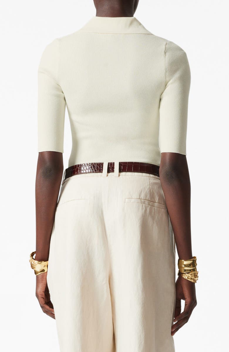 & Other Stories Rib Knit Polo Top, Alternate, color, White Dusty Light