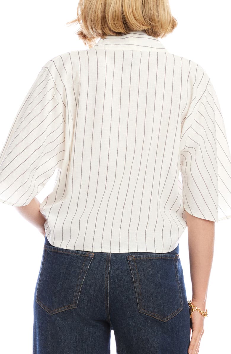 Karen Kane Flare Sleeve Tie Front Top, Alternate, color, Cream