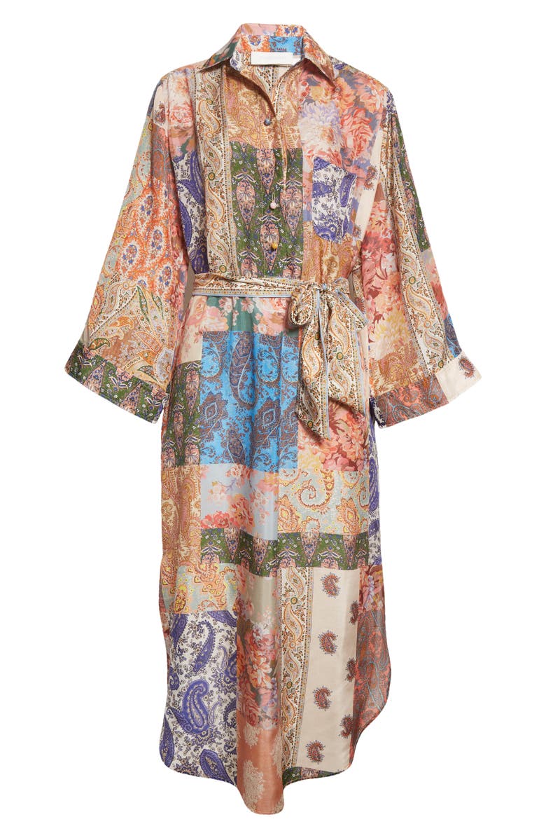 Zimmermann Devi Paisley Long Sleeve Silk Midi Shirtdress, Alternate, color, 