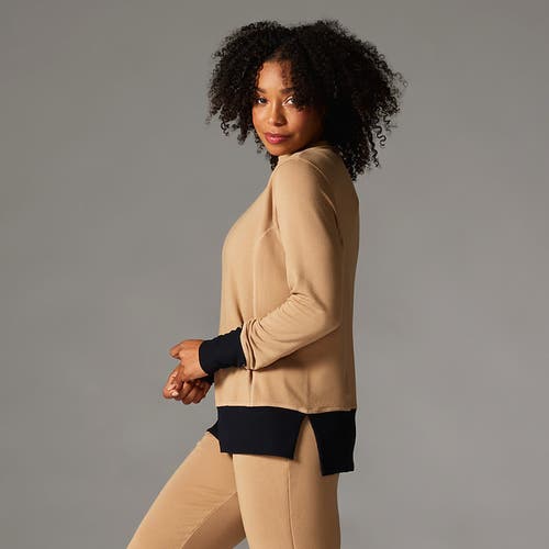 Tavi Cozy Funnel Neck Sweatshirt In Brown