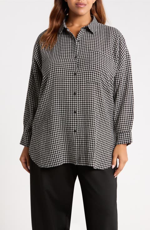 Check Wool & Organic Cotton Long Shirt
