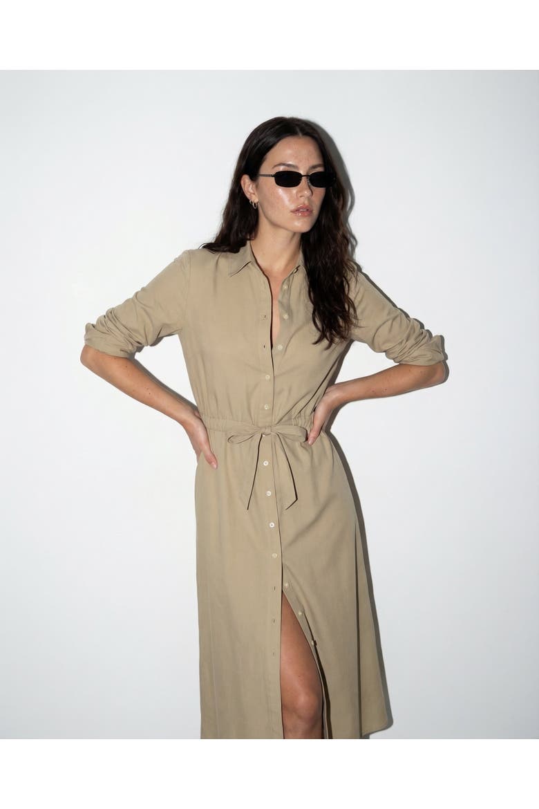 The Long Sleeve Midi Dress, Alternate, color, Khaki