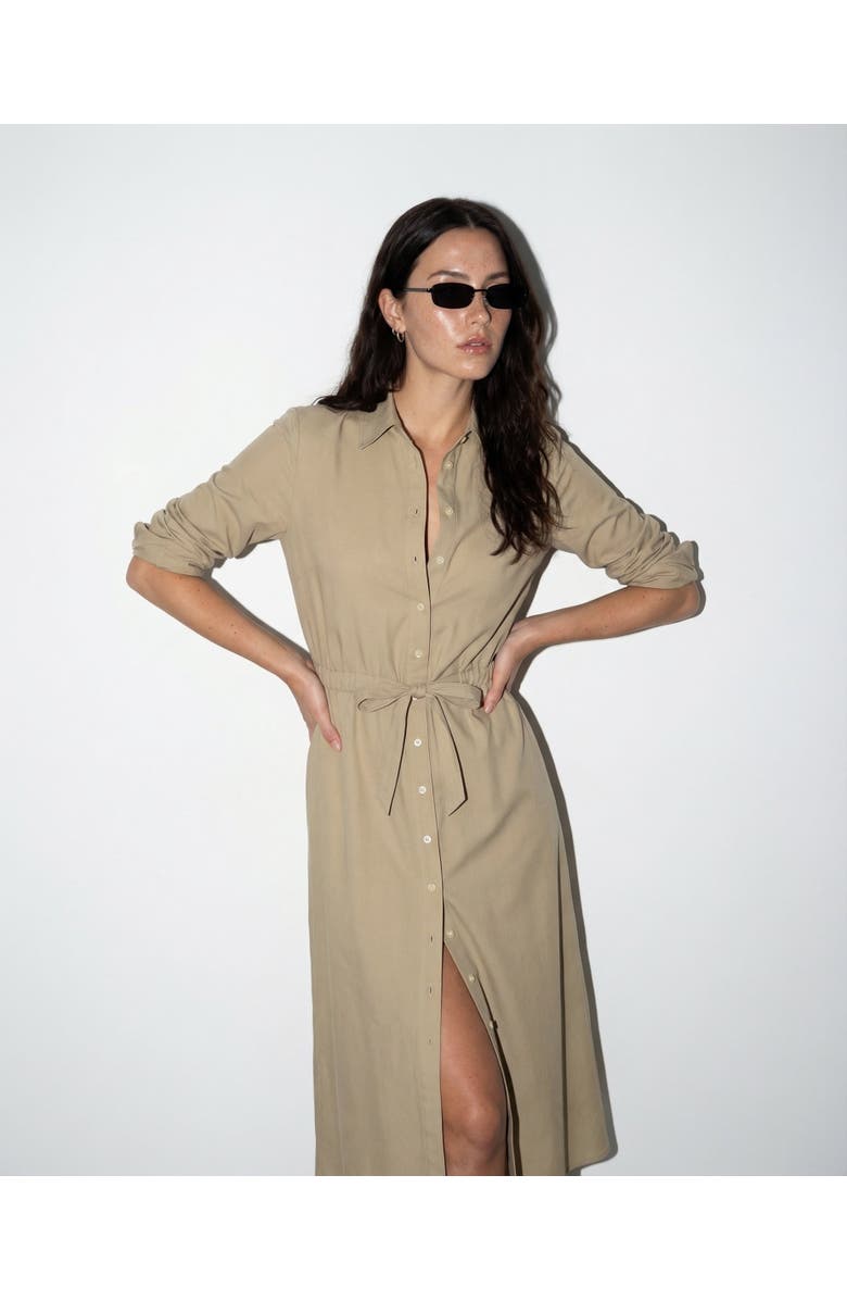 The Shirt by Rochelle Behrens The Long Sleeve Midi Dress, Alternate, color, Khaki