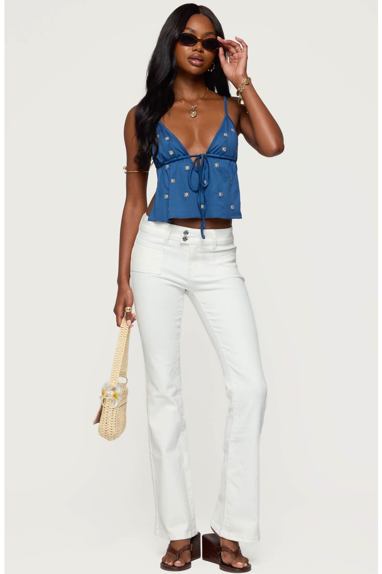 Soleil Embroidered Daisy Open Back Camisole, Alternate, color, BLUE