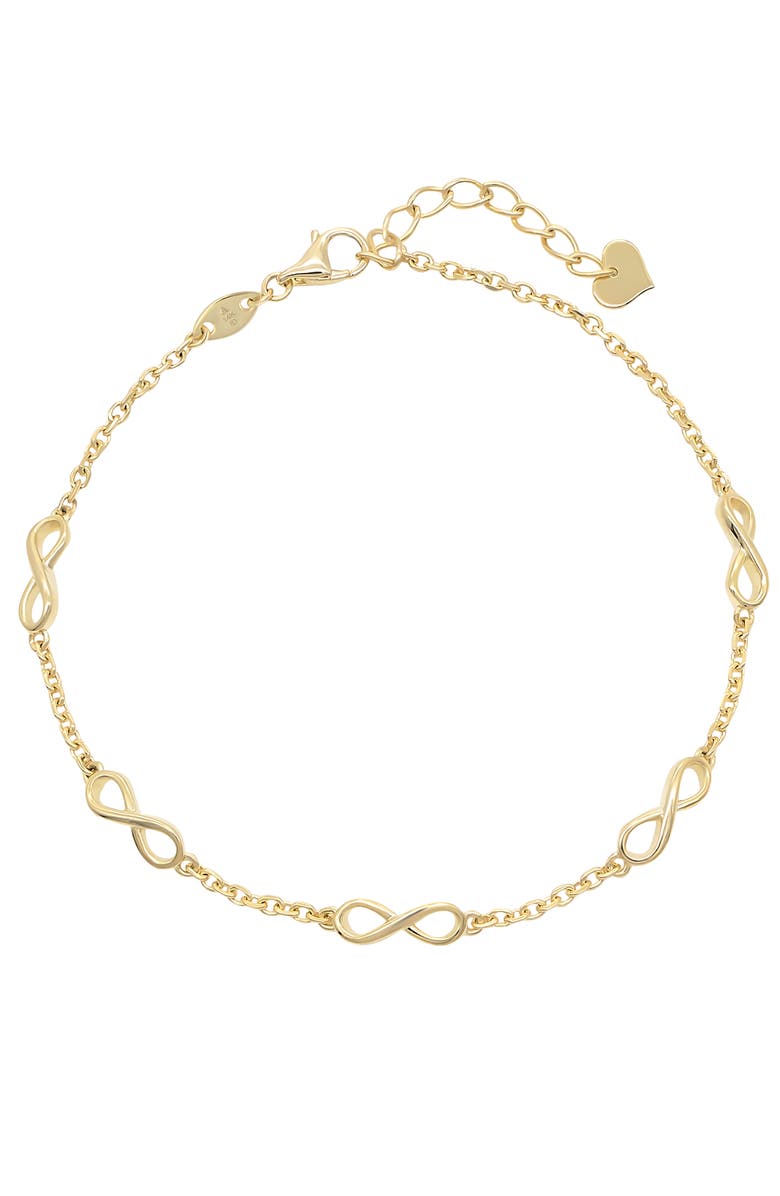 DEVATA Infinity Five-Charm Chain Bracelet in 14K Gold, Main, color, Yellow Gold
