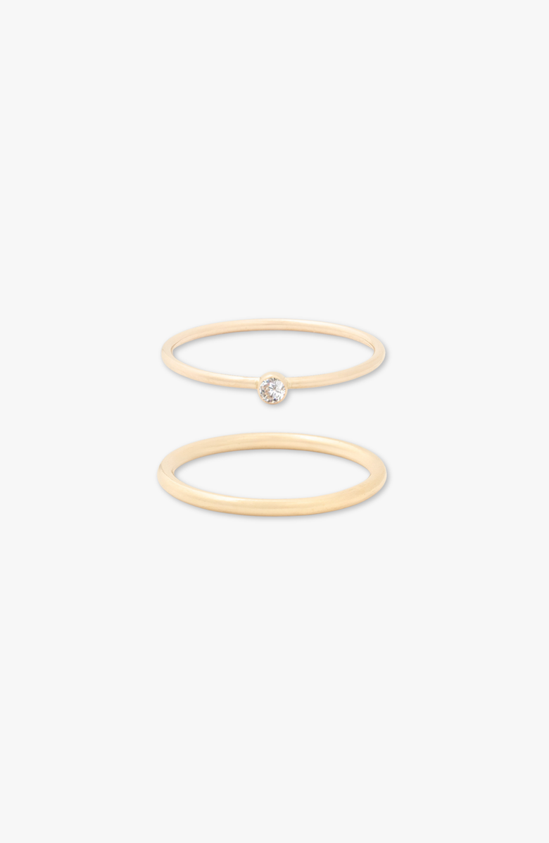 CUFFED BY NANO April Birthstone 14k Gold Filled Dainty Ring Stacking Set, Main, color, Gold