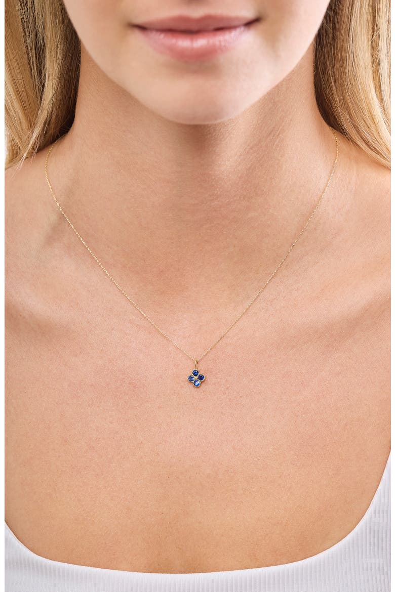 18K Gold El Mar Gemstone Clover Pendant Necklace (Online Trunk Show), Alternate, color, 18K YELLOW GOLD/ SAPPHIRE