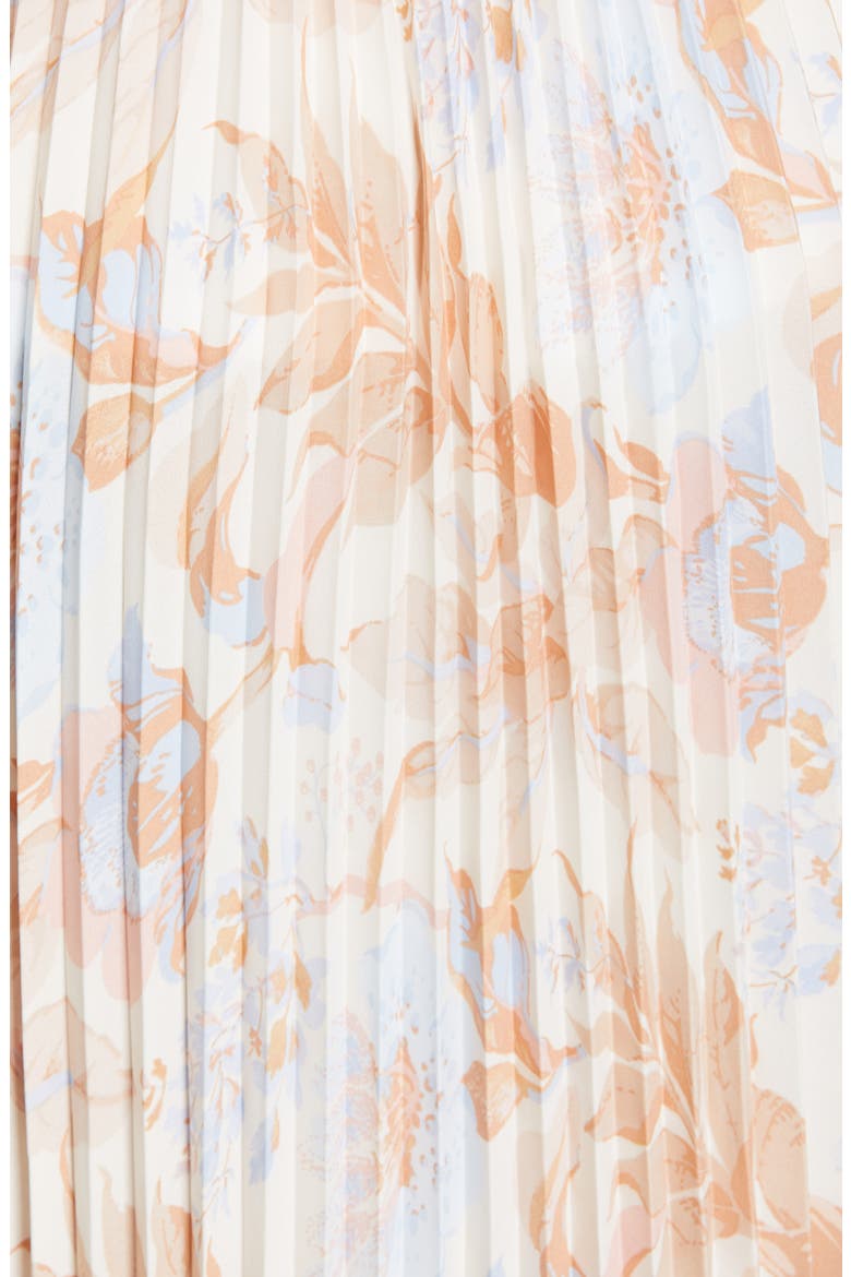 Marine Garden Pleated Midi Skirt, Alternate, color, TANGERINE