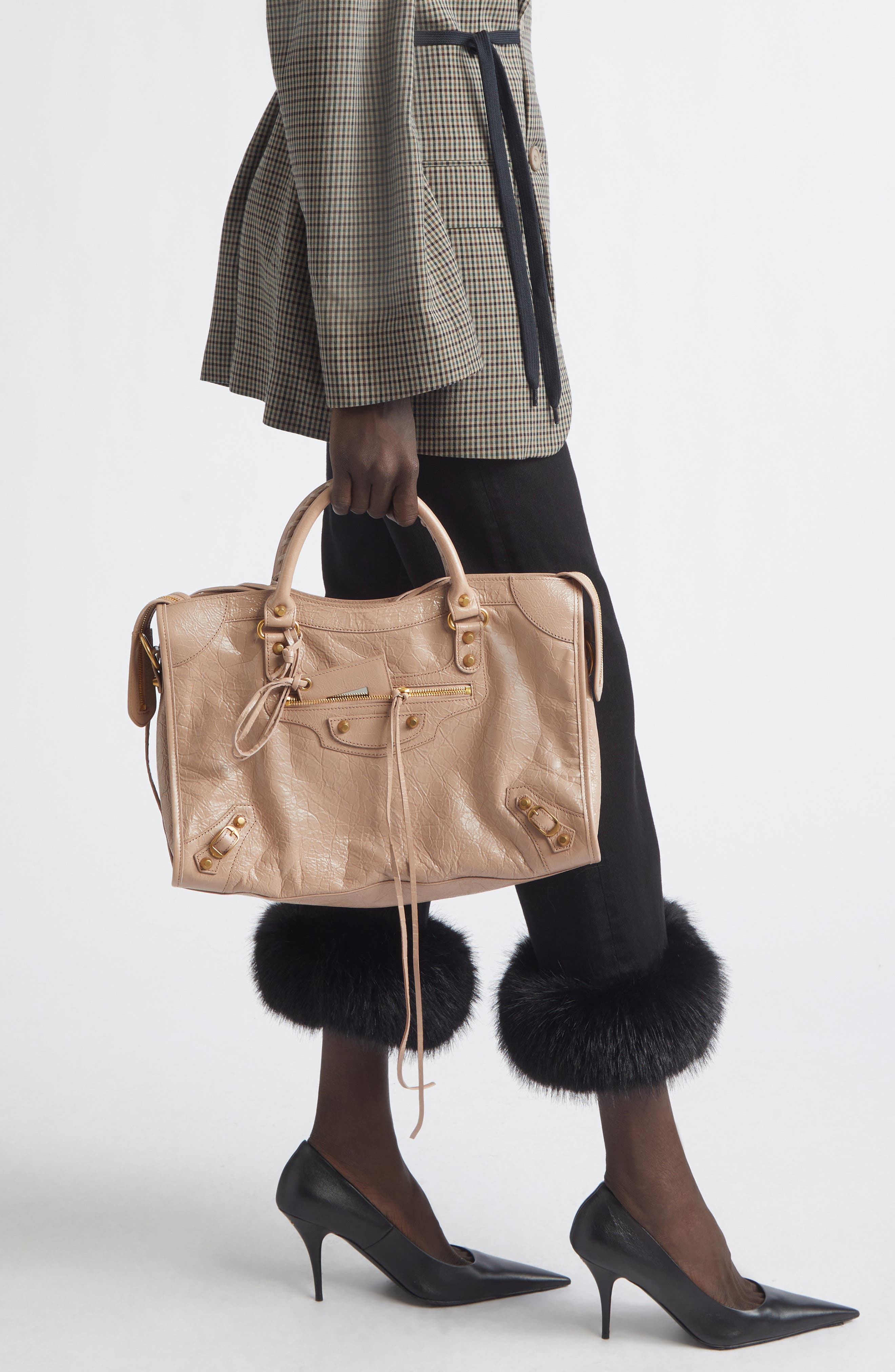 Balenciaga Medium Le City Arena Leather Tote, Alternate, color, 5833 Blush