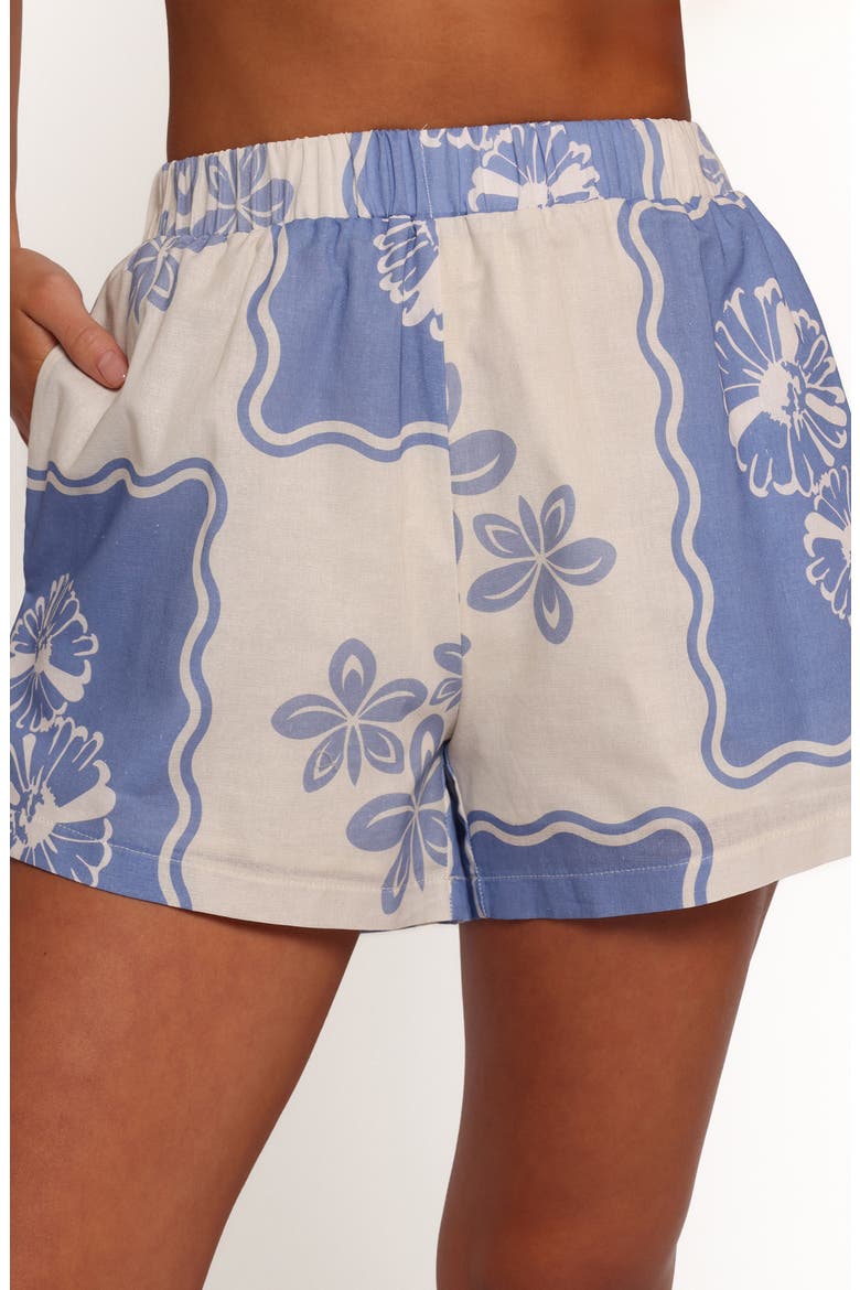 Shellie Print Pull-On Shorts, Alternate, color, BLUE DAHLIA