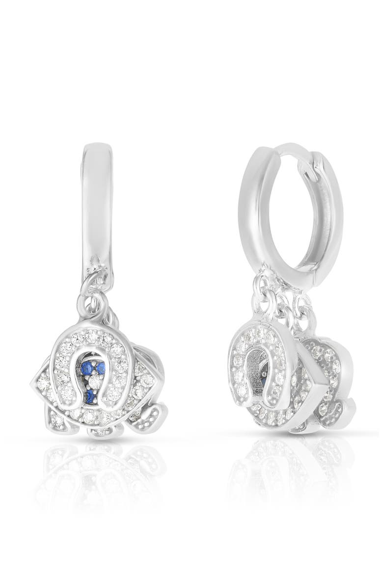 Lucky Charm Drop Huggie Hoop Earrings, Main, color, SILVER
