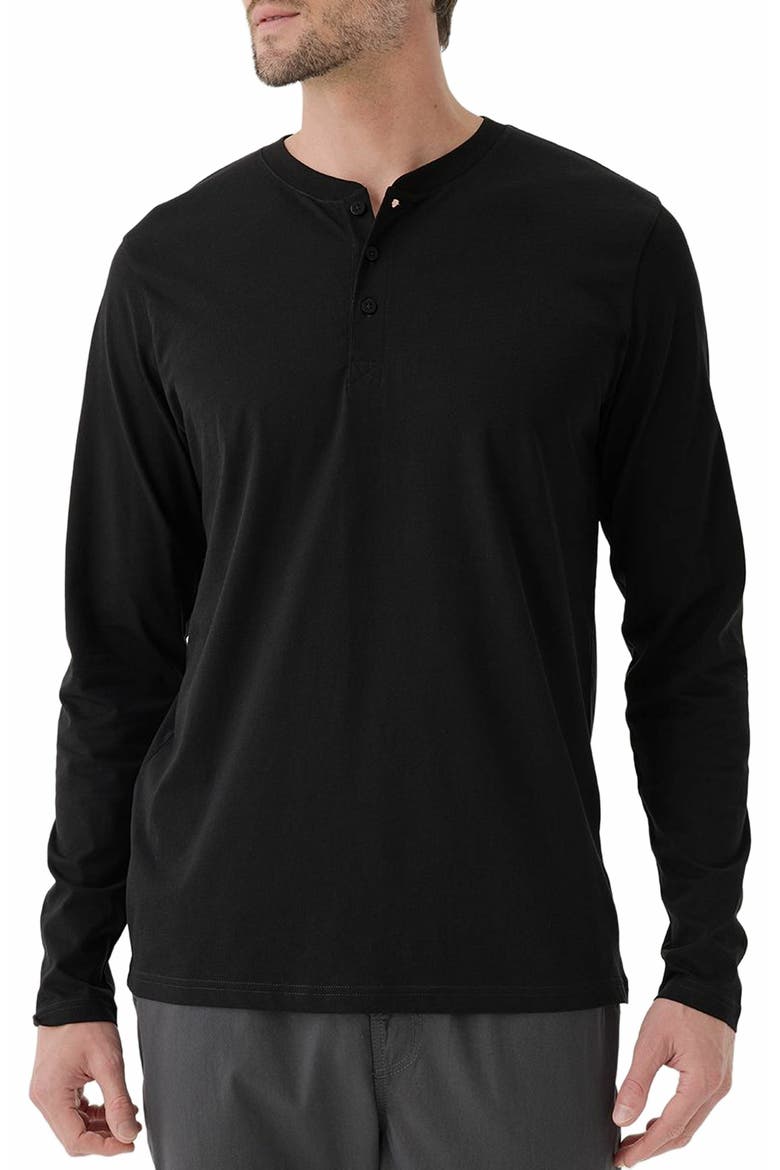 Organic Cotton Softspun Long Sleeve Henley, Alternate, color, Black