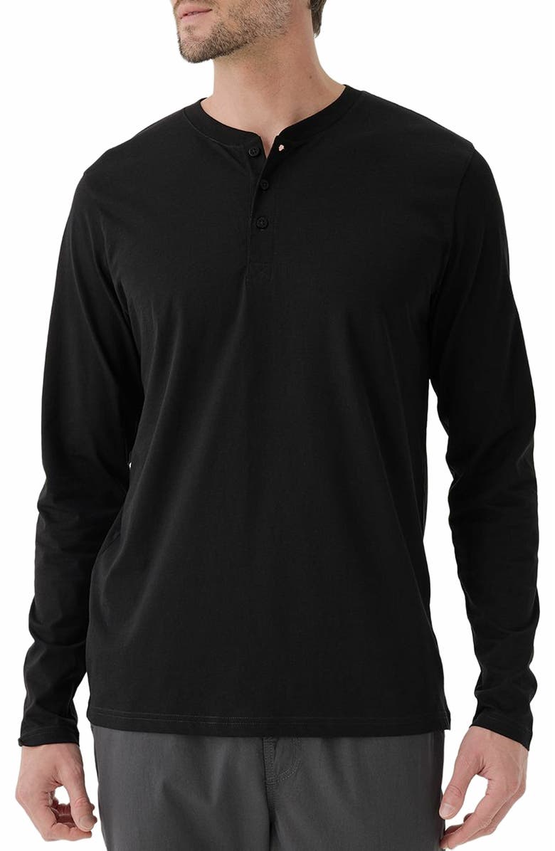 Pact Organic Cotton Softspun Long Sleeve Henley, Alternate, color, Black
