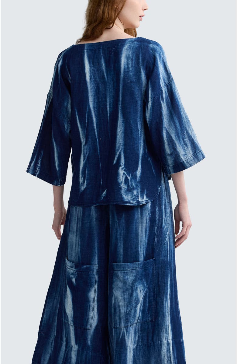 LUUKAA Avery Batik-effect Muslin Blouse, Alternate, color, Candy Sky
