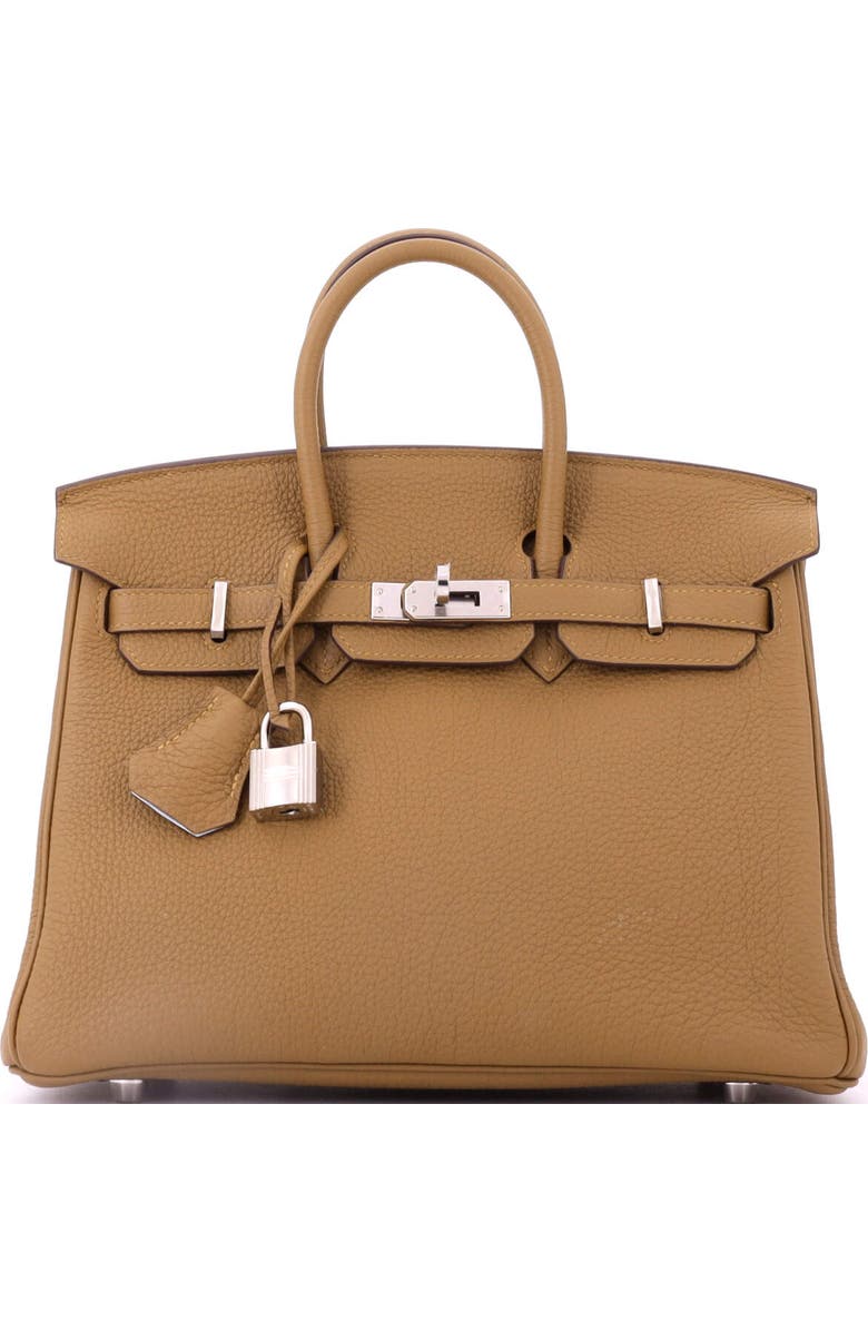 Pre-Owned Hermes Birkin Handbag Verso Togo with Palladium Hardware 25, Main, color, Verso - Broze Dore/Bleu Brume
