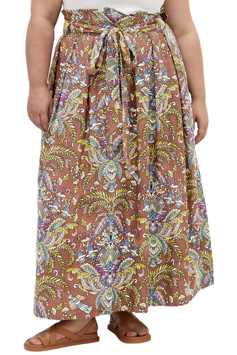 Sable Tie Waist Maxi Skirt, Main, color, BROWN PRINT