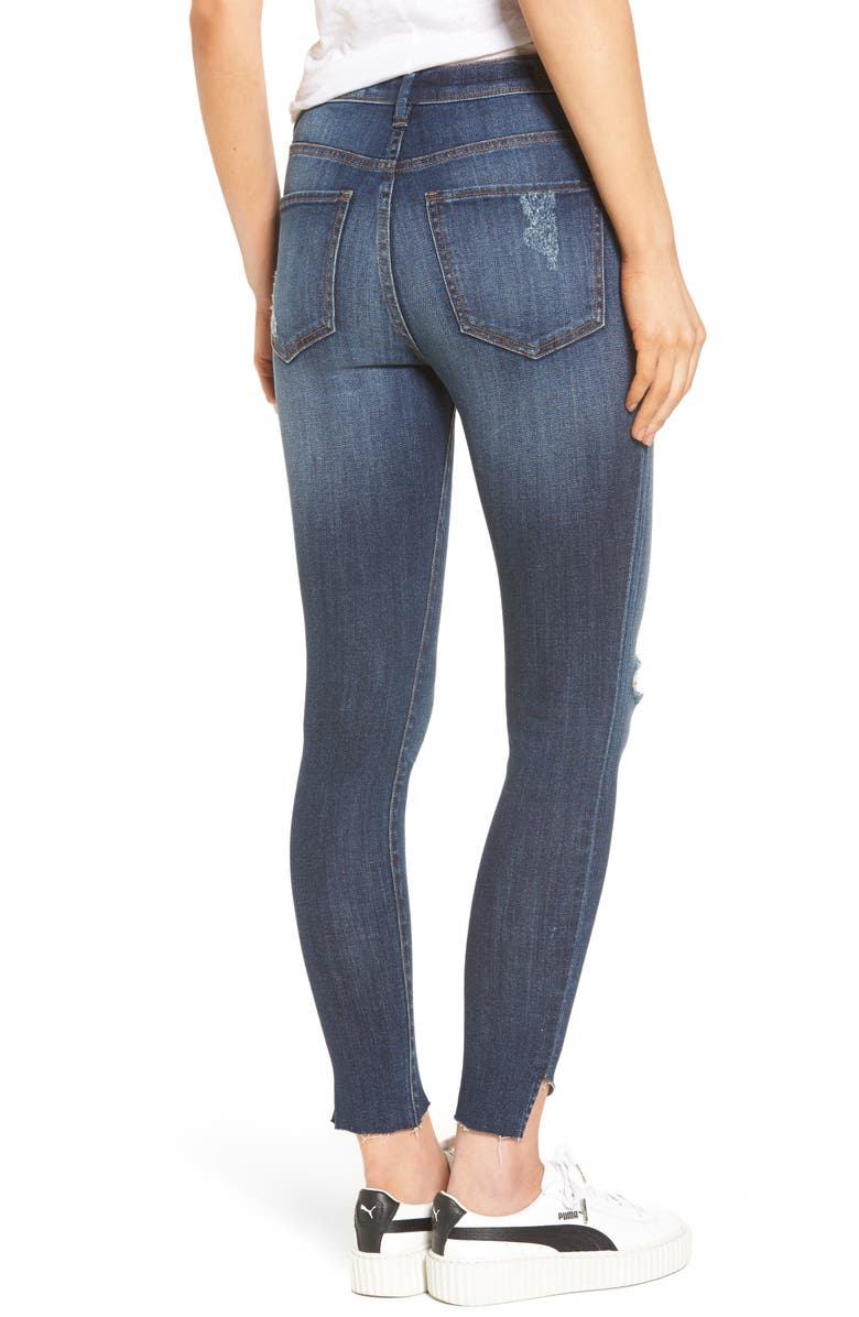 SP Black Angled Step Hem High Waist Skinny Jeans, Alternate, color,