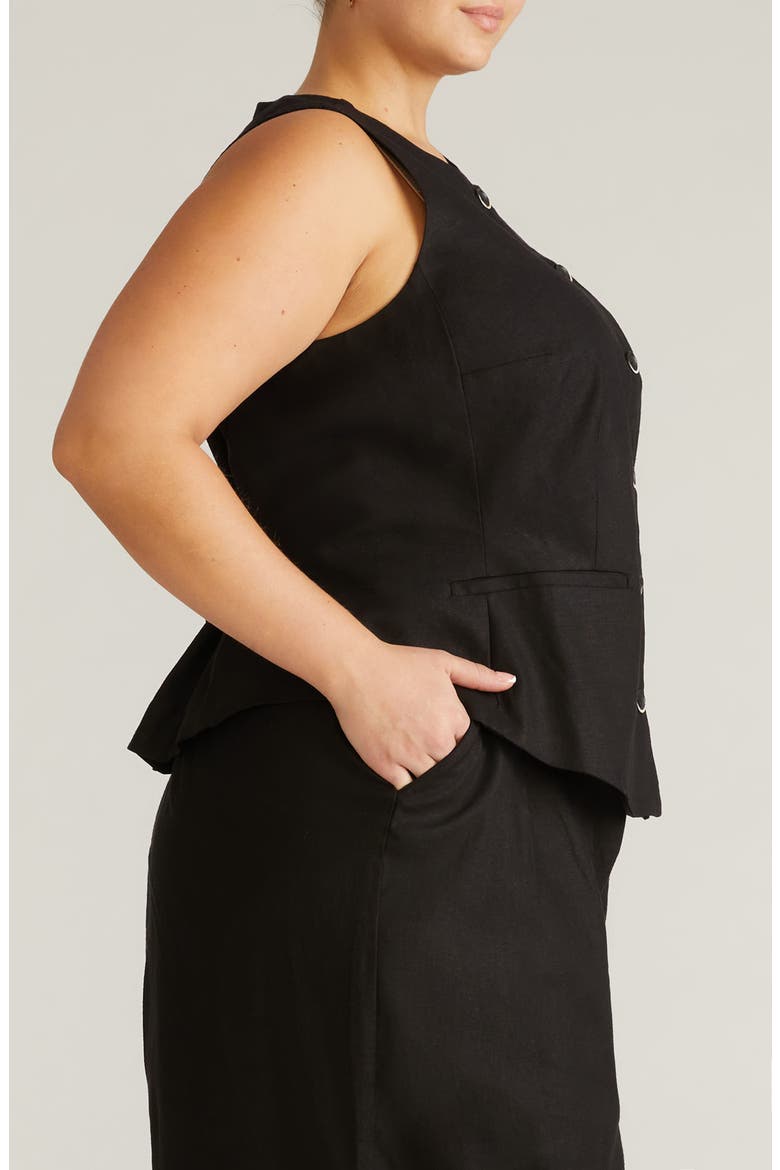 Linen Blend Vest, Alternate, color, BLACK