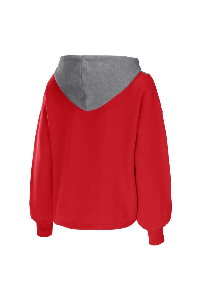 Women's WEAR by Erin Andrews Red Toronto Raptors Pieced Quarter-Zip Hoodie Jacket, Alternate, color, Red
