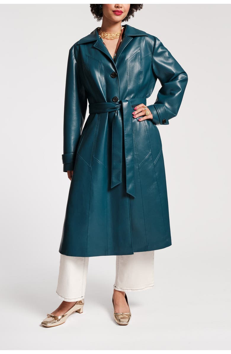 Frances Valentine Chelsea Trench Coat Faux Leather Faux Leather, Main, color, 