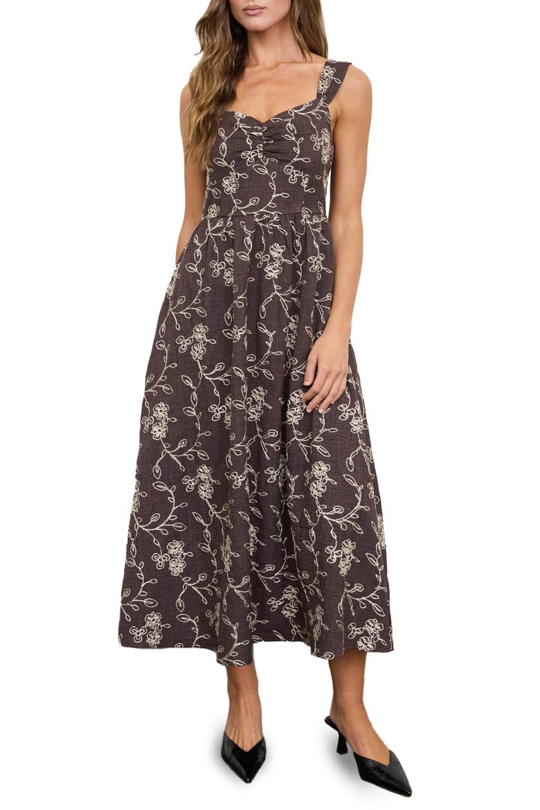 Sleeveless Midi Dress, Main, color, BROWN