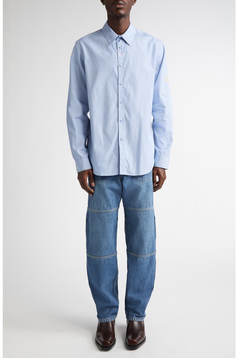 Classic Logo Pinstripe Button-Up Shirt, Alternate, color, BLUE-WHITE STRIPE