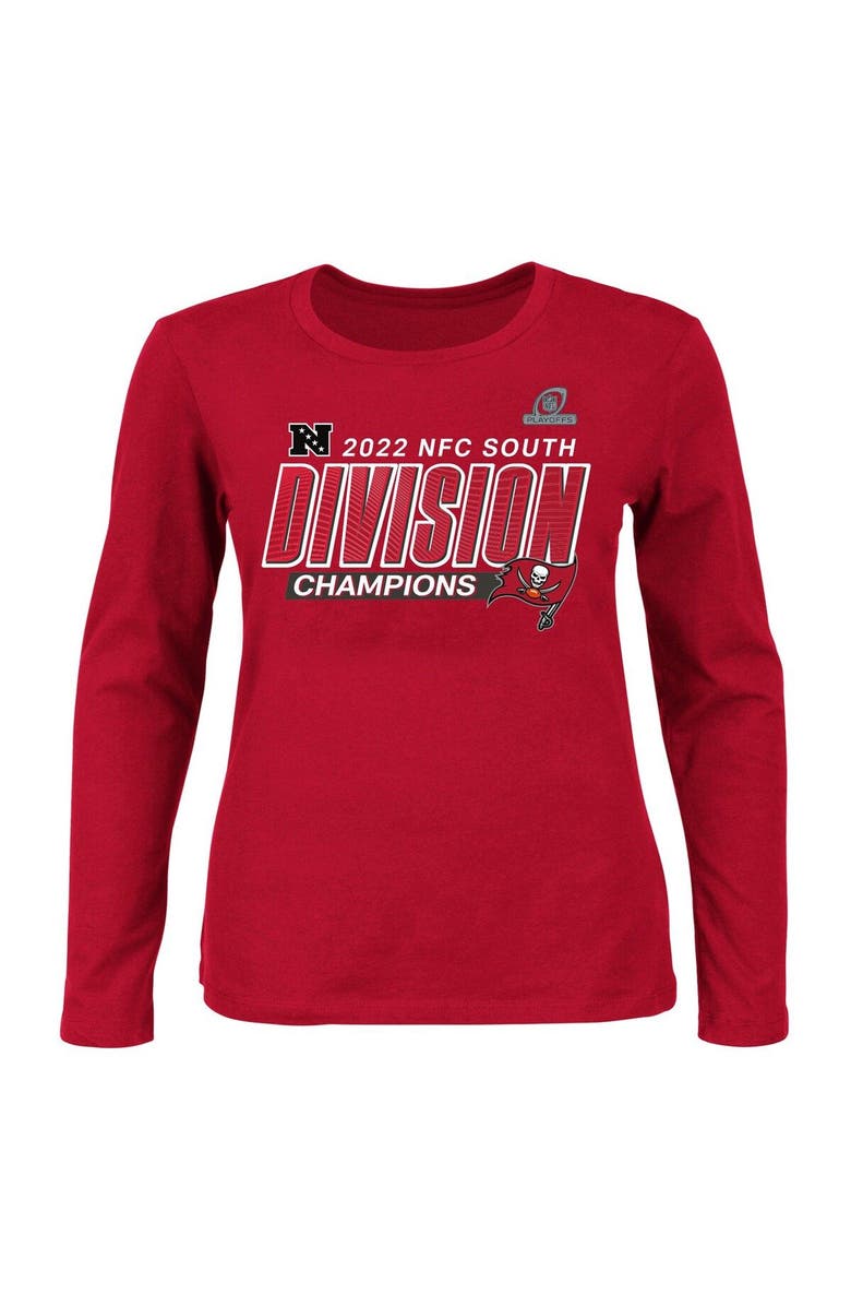 FANATICS Women's Fanatics Branded Red Tampa Bay Buccaneers 2022 NFC South Division Champions Divide & Conquer Plus Size Long Sleeve T-Shirt, Main, color, 
