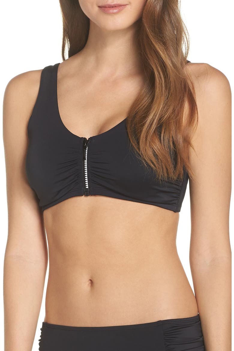 Cocos Pocketed Swim Top, Main, color, BLACK