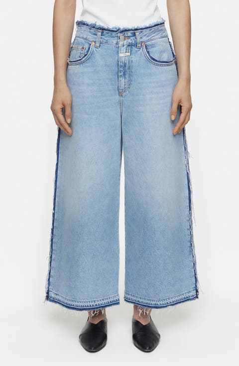 Lyna Crop Wide Leg Jeans (Light Blue)