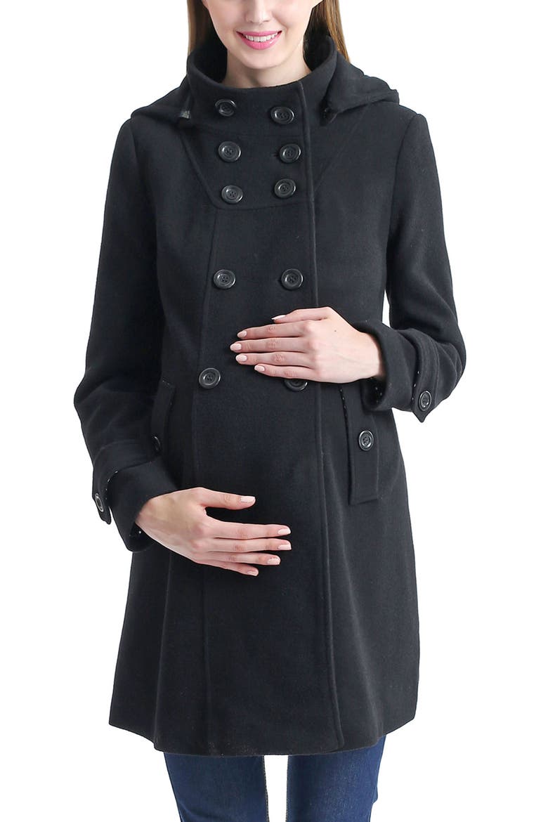 Penelope Maternity A-Line Wool Coat, Alternate, color, Black