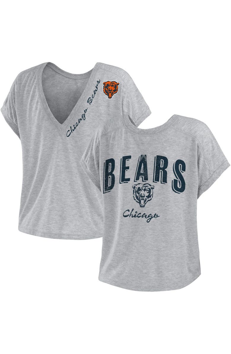 WEAR by Erin Andrews Women's WEAR by Erin Andrews Heather Gray Chicago Bears Reversible T-Shirt, Alternate, color,