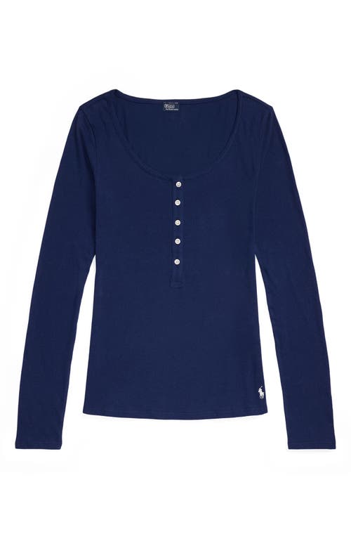 Polo Ralph Lauren Long & Lean Cotton Jersey Lounge Henley In Navy