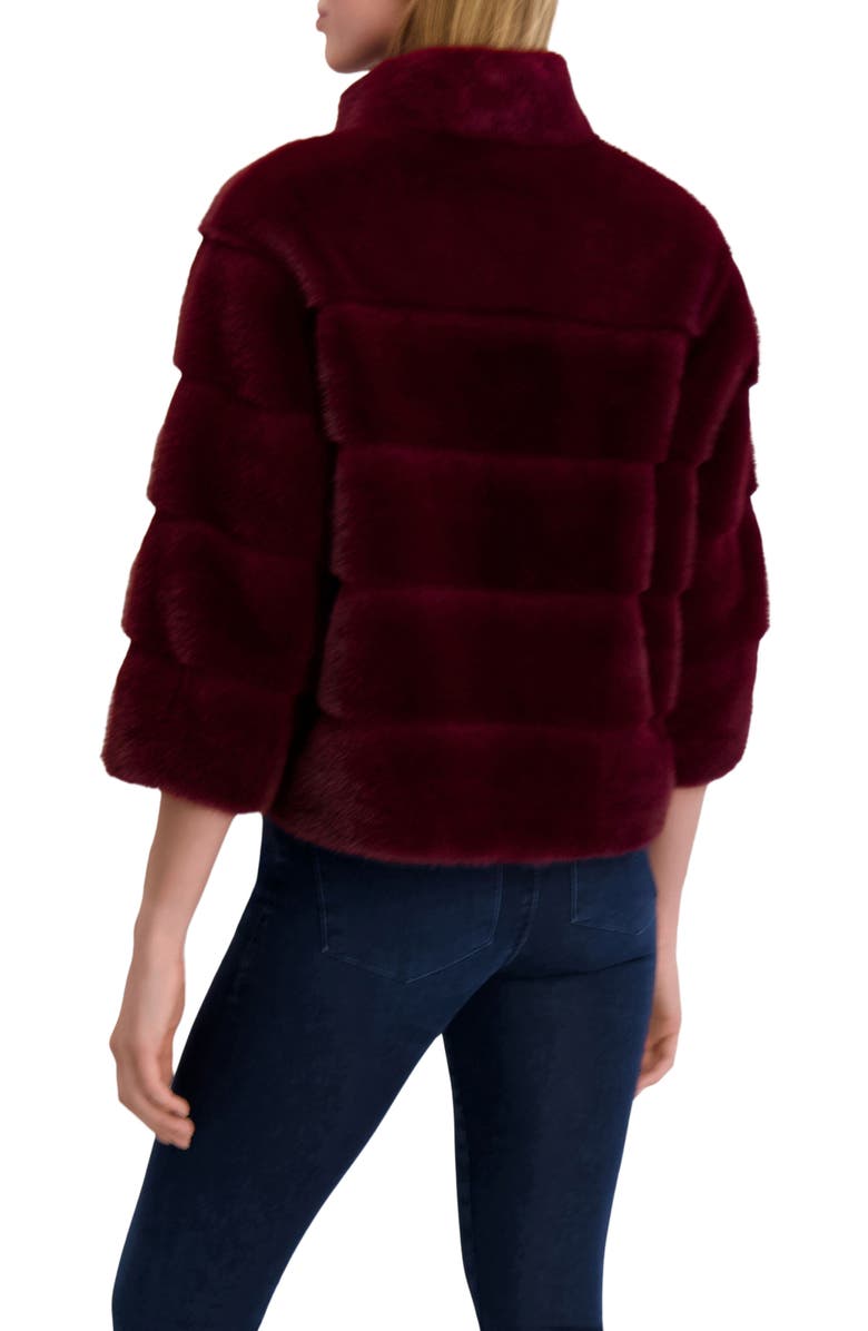Lyla Grant Fur-Free Mink (Faux Fur) Jacket, Alternate, color, Wine