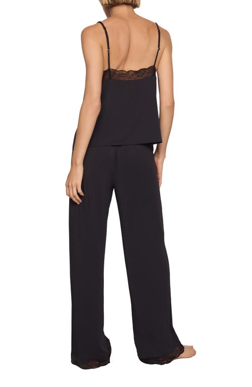 Eberjey Kari Lace Trim Long Pajamas In Black
