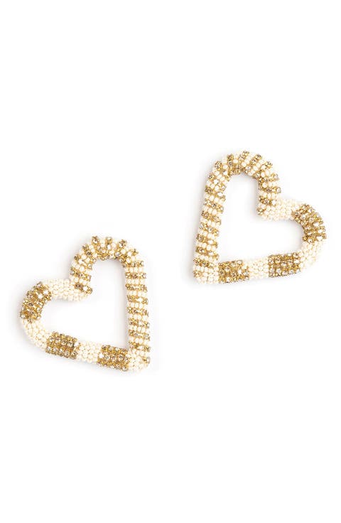 Preeti Beaded Heart Hoop Earrings
